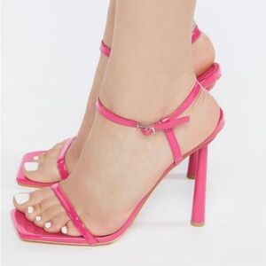 NEW HOT PINK PATENT Strappy Square Toe Heels